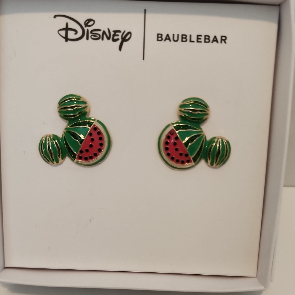 BaubleBar Green and Red Mickey Earrings